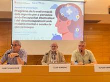 D'esquerra a dreta. Martí Masferrer, president de l'IAS Girona, Lluís Torrens, secretari d’Afers Socials i Famílies del departament de Drets Socials, Claudi Camps, director de la Xarxa de Salut Mental i Addiccions de l’IAS